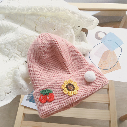 Warm melon leather hat fabric embroidery fruit woolen