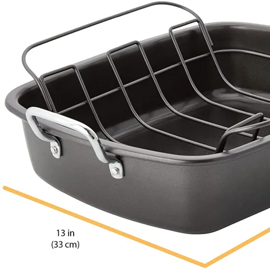 Carbon Steel Smokeless BBQ Grill Chicken Roaster Pan with Handle