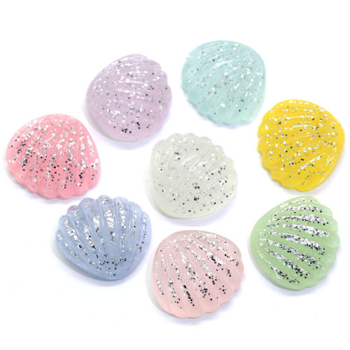 Glitter Mini Sea Shell Cabochon Perline in resina 100pcs Charms Decorazioni fai da te Decorazione artigianale Ornamenti per camera da letto Negozio di ornamenti di gioielli