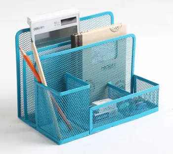 Metal Mesh Office Desk Organizer Stationery Holder