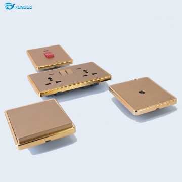 YUNDUO 45A British Standard Neon Gold Brushed Wall Switch Panel