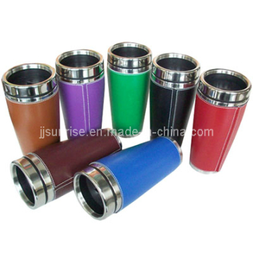 Stainelss Steel Car Cup with Leather (PTO 234)