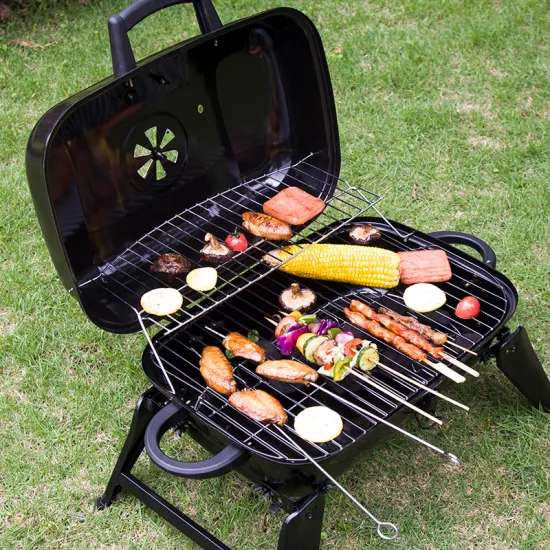 Garden Outdoor Portable Charcoal BBQ Grill Camping Enamel Folding Barbecue Grill