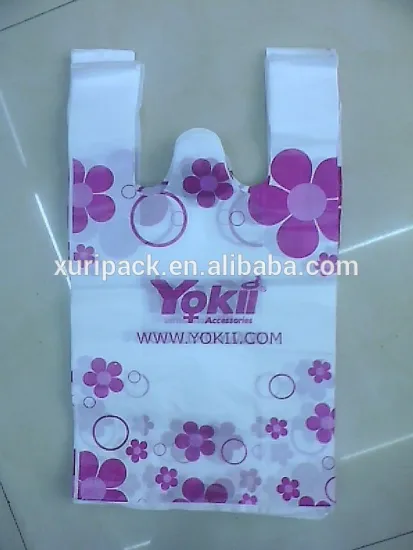 HDPE or LDPE plastic T-shirt bags with custom logo