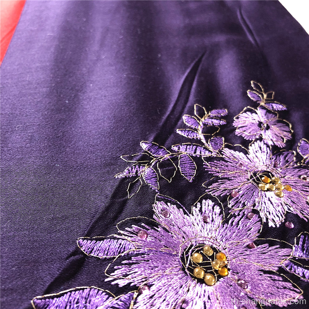 Shaoxing Rayon Satin พร้อม Embroidey On Black