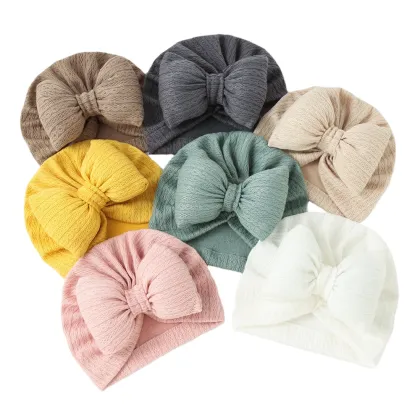 Wholesale Europe United New Baby Knitted Cotton Turban Big Bow Headscarf Hat