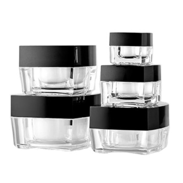 plastic square acrylic empty cosmetic cream jar