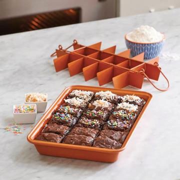 Brownie pan brownie δίσκο ψησίματος με ενσωματωμένο τεμαχισμό