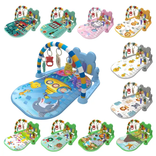 Piano Foot Pedal Baby Crawling Play Mat with Hanging Rattles