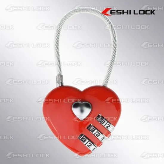 Heart Shape Combination Lock With Cable