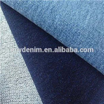 indigo french terry fabric knit denim fabric