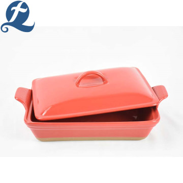 Ceramic Baking Handle Stoneware Bakeware With Lid