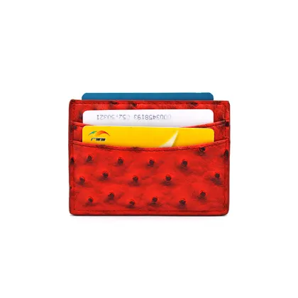 Custom New Exotic Slim Ostrich Leather Credit Cardholder