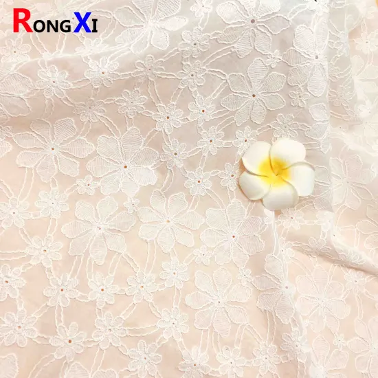 Eyelet Cotton Fabric Embroidered Fabric with Backbone Line