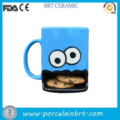 Stupid funny face ceramic Cookie Monster Mug