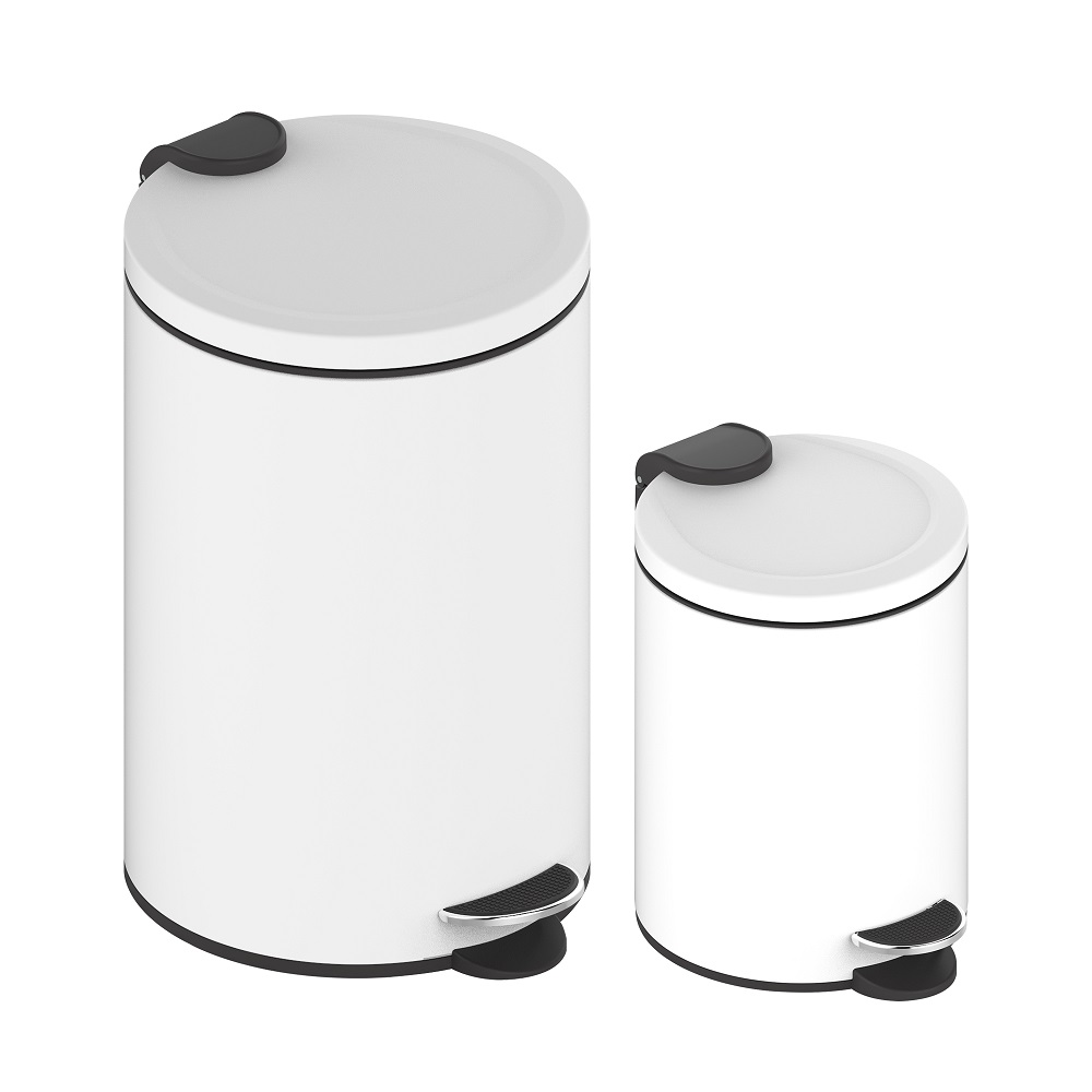 white powder coating trash can