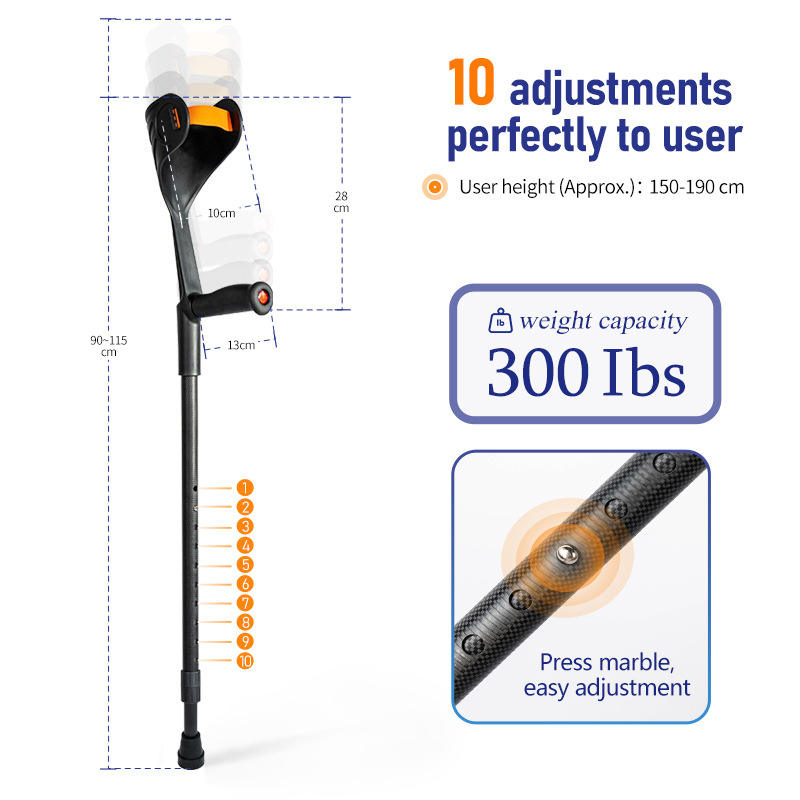 High-End Carbon Fiber Folding Elbow Crutches Adjustable Height Double Cane for Young People's Recovery Assistance Manufactured2