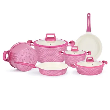 Pink Die Cast Aluminum Cookware with Crystal Style
