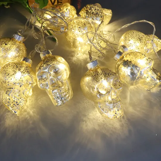 Factory sale various party holiday eid  halloween effect glass skull string light for home decoration