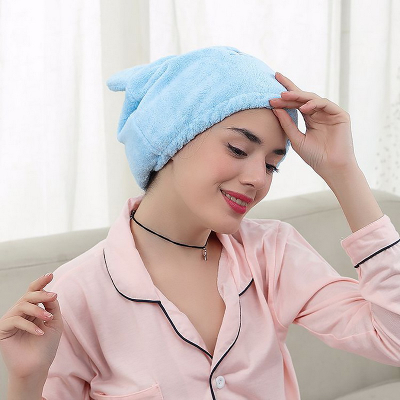 Lovely Cat Hair Drying Cap Towel Microfiber Quickly Dry Hair Shower Hat Wrapped Towels Bathing Cap Bathroom Accessories#9