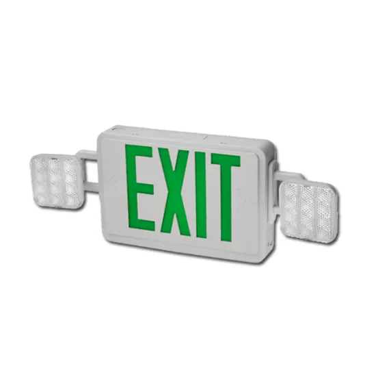 JLEC2GW LED Exit and Emergency Light Combo with 2-Head Fixture and Green Letters