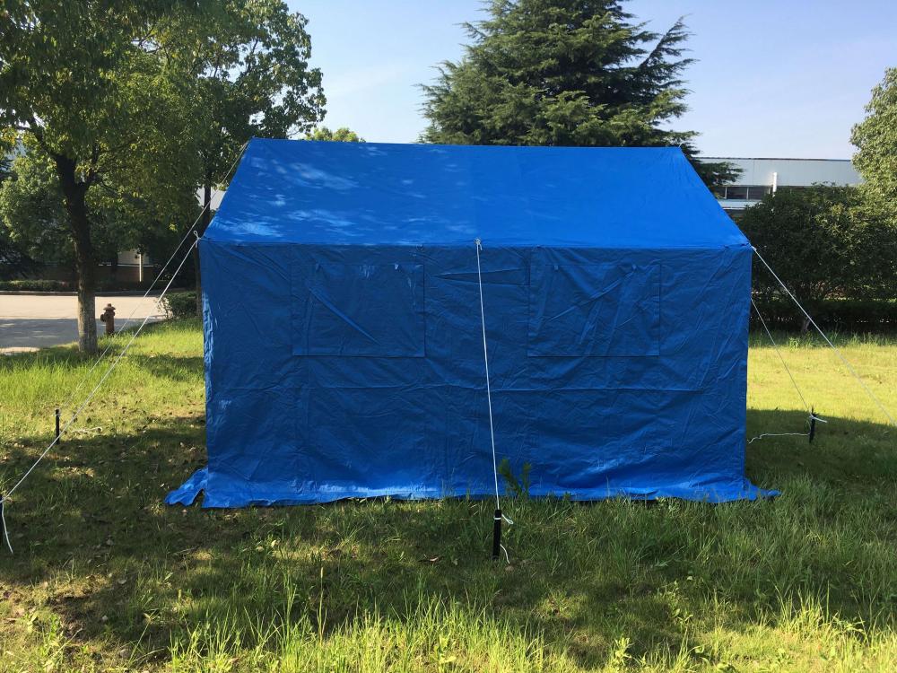 Tenda de moldura metálica azul