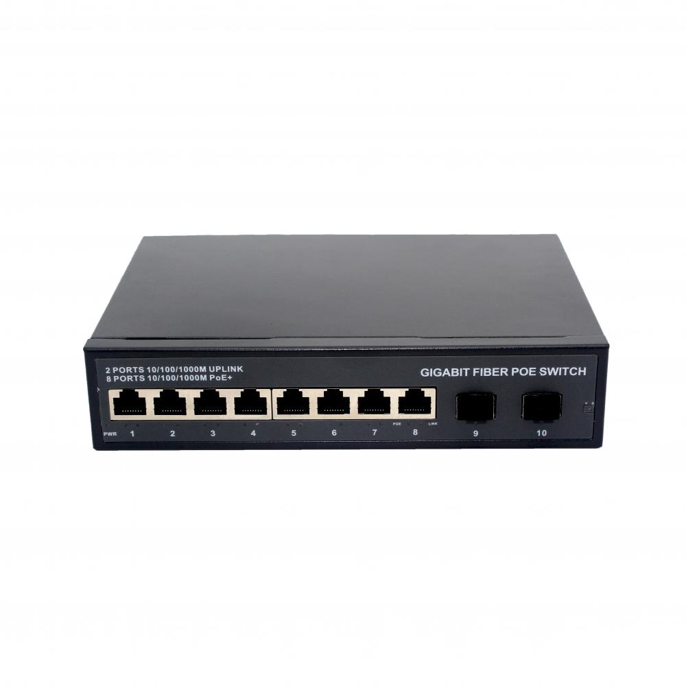 8 портов Ethernet Poe Switch 2 SFP FTTX