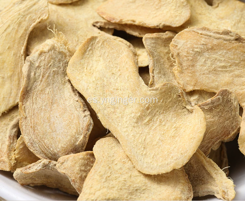 Rodajas de jengibre seco tostado con alto contenido de gingerol