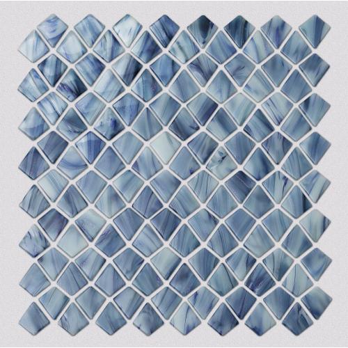 Mavi Mozaik Desenli Oturma Odası Kare Cam Karo