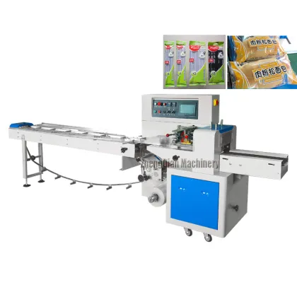 Small Biscuit Sliced Bread Wafer Flow Wrapping Packaging Machine