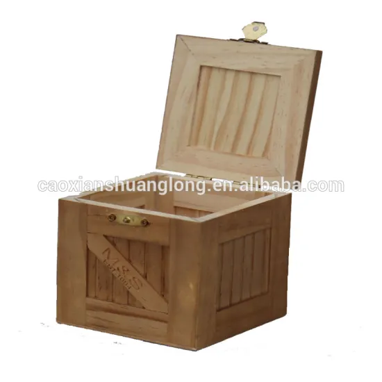Custom Handmade Wooden Gift Box With Hinged Lids