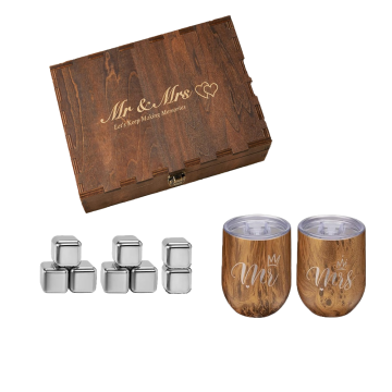 Wooden Gift Box Tumbler Wine Gift Set for Grandparents - Best Christmas Gift