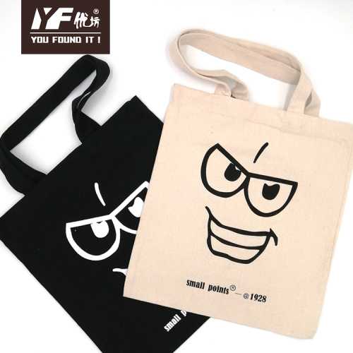 Custom cute face printing canvas shopping hand bags