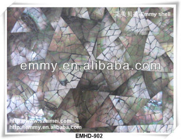 Blacklip mother of pearl mosaic wall tile with crazy crackle