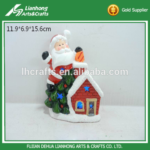 Home decoration handmade christmas house ceramic santa claus