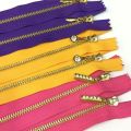 Promotional secure golden metal coat zippers