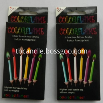 6pcs colorful flame pillar birthday candle