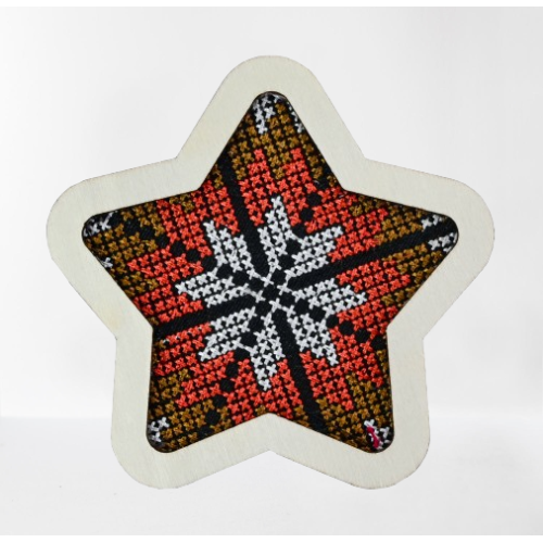 Imán para refrigerador de estilo étnico bordado con pentagrama