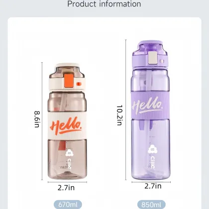 Cille Sport Water Bottle: New Arrival Kids Water Bottles with Straw, BPA Free