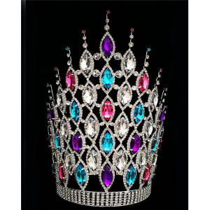 12" Colored Chunky Rhinestone Crowns For Party