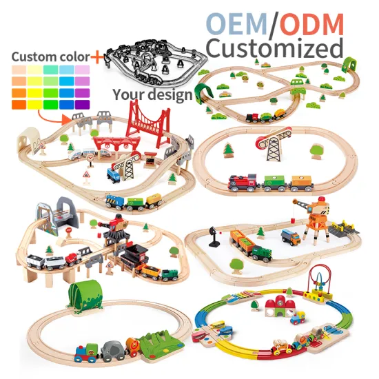 Montessori Wooden Train Set: Deluxe Railway Track and Vehicle Toy for Kids Age 3 and Above