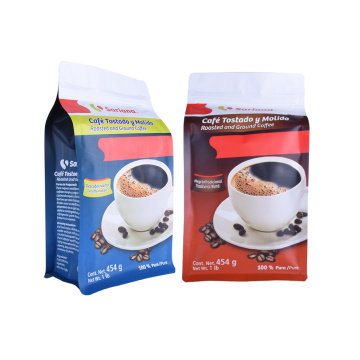 Sachet de café Packag à fond plat refermable en inventaire