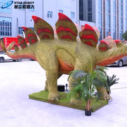4m Customizable Green Themed Stegosaurus Animatronic Prop