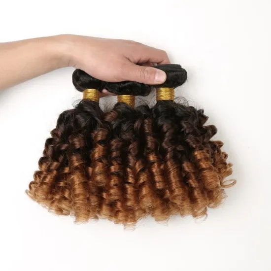 9a 100g SPARK Ombre Brazilian Remy Human Hair Weaving Bundle for Women Weave Extension Black Brown Aunty Funmi FUMI Bouncy Curl