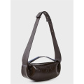 Fashionable Color-Blocked Leather Crescent Bag