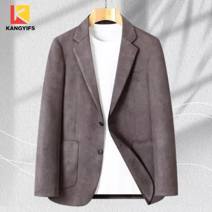 Subtle Texture Suede Casual Coat in Light Brown