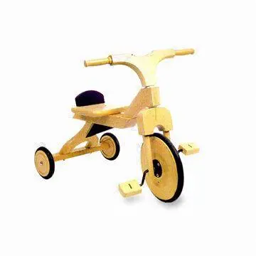 Children's Ride-on Bike, Made of Solid Wood, Rubber Tire and Seat