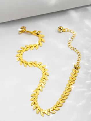 18K Gold Leaf Arrow Chain Anklet - Bohemian Stainless Steel Beach Jewellery for Women