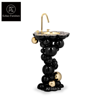 Luxury Modern Black Gold Bathroom Washstand Basin