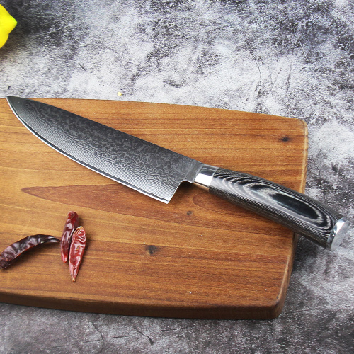 Couteau de cuisine professionnel en acier damas japonais